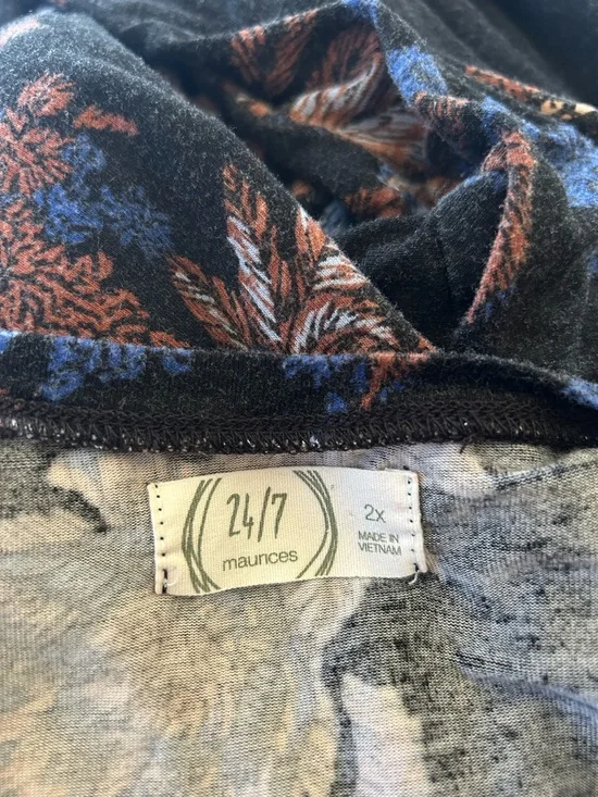 Maurices Black Long Sleeve Floral Knot-Front Midi Dress 2X - Picture 9 of 10